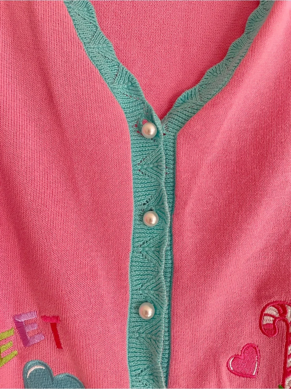 Dolls Kill Candyland Pink Embroidered Button Up Cardigan Sweater Women's Size s - Picture 2 of 6
